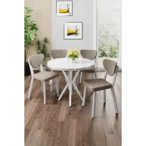 Agnes - White, Cappuccino White
Cappuccino Dining Table &amp; Chairs Set (5 Pieces)