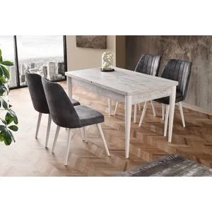 Ahşap Kelebek - 1233 White Extendable Dining Table