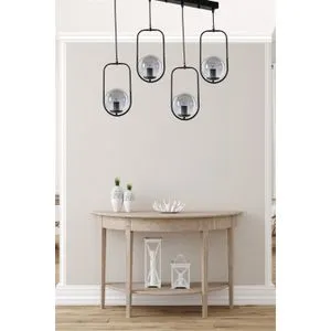 Ahu 4 Lü Sıralı Füme Camlı Siyah Sarkıt Luster