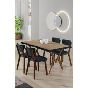 Akort - Atlantic Pine, Anthracite Atlantic Pine
Anthracite Dining Table &amp; Chairs Set (5 Pieces)