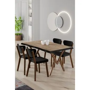 Akort - Atlantic Pine, Black Atlantic Pine
Black Dining Table &amp; Chairs Set (5 Pieces)