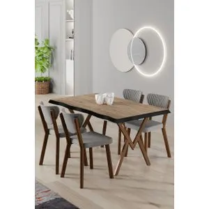 Akort - Atlantic Pine, Grey Atlantic Pine
Grey Dining Table &amp; Chairs Set (5 Pieces)