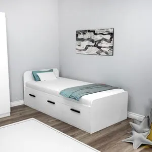 Akser - White White Single Bedstead