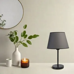 Ala Siyah Pramit Koyu Gri Abajurlu Masa Lambası