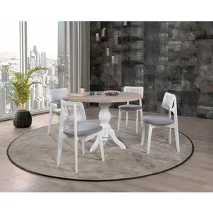 Albero129 Natural Dining Table & Chairs Set (5 Pieces)