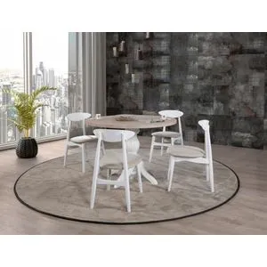 Albero131 Prirodni Trpezarijski Sto i Stolice Set (5 Delova)