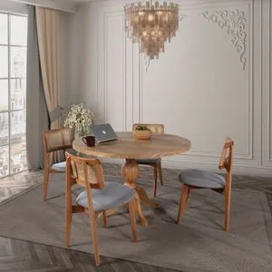 Albero138 Natural Dining Table & Chairs Set (5 Pieces)