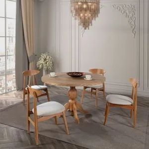 Albero139 Natural Dining Table & Chairs Set (5 Pieces)