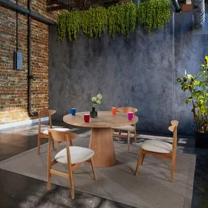 Albero141 Prirodni Trpezarijski Sto i Stolice Set (5 Delova)