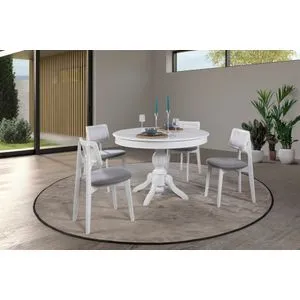 Albero153 Prirodni Produživi Trpezarijski Sto i Stolice Set (5 Delova)