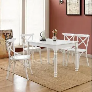 Albero27 White Extendable Dining Table & Chairs Set (5 Pieces)