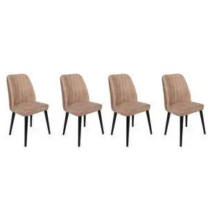 Alfa-433 V4 Bež Crni Set Stolica (4 Komada)