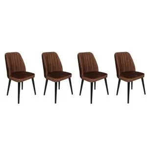 Alfa-436 V4 Smeđa i Crna Stolica Set (4 Komada)