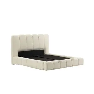 Alin 150 x 200 - White White Double Bed Base & Headboard
