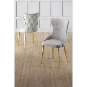 Alpa - Sivi i Zlatni Set Stolica (4 Komada)