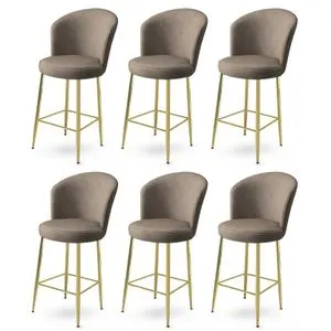 Alte - Cappuccino, Gold Bar Stool Set (6 komada)