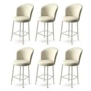 Alte - Cream, Chrome Cream Bar Stool Set (6 komada)