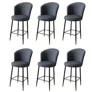 Alte - Set Barskih Stolica u Antracitnoj i Crnoj Boji (6 Komada)