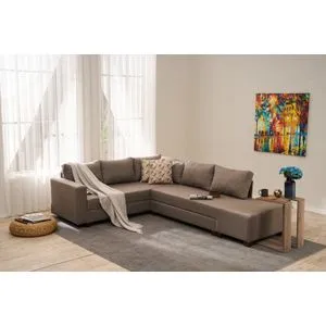 Aly Arzilla Left - Brown Brown Corner Sofa-Bed