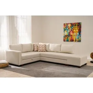 Aly Arzilla Left - Cream Cream Corner Sofa-Bed