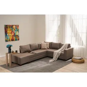 Aly Arzilla Right - Brown Brown Corner Sofa-Bed