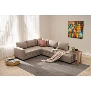 Aly Left - Beige Beige Corner Sofa-Bed