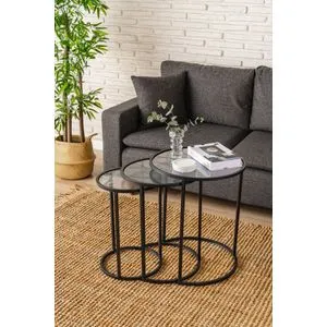 Alya - Crni, Transparentni Crni Nesting Sto (3 Komada)