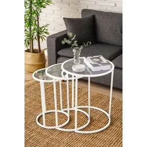 Alya - White, Transparent White
Transparent Nesting Table (3 Pieces)