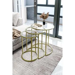 Alya - Zlatna, Transparentna Zlatna Nesting Table (3 komada)