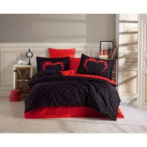 Amore - Crni Crveni Saten Set Posteljine