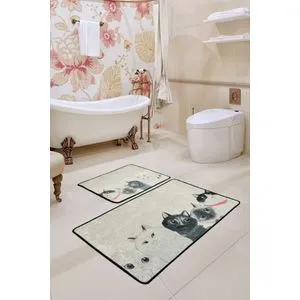 Angry Cats Djt Multicolor Bathmat Set (2 Pieces)