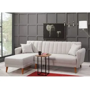 Aqua Corner Left - Cream Cream Corner Sofa-Bed