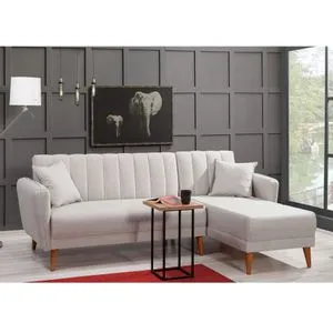Aqua Corner Right - Cream Cream Corner Sofa-Bed
