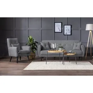 ARİA-TAKIM4-S 94216 Dark Grey Sofa-Bed Set