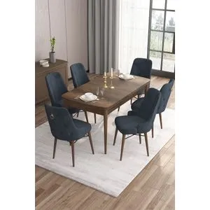 Are - Baroque, Anthracite Baroque
Anthracite Extendable Dining Table & Chairs Set (7 Pieces)