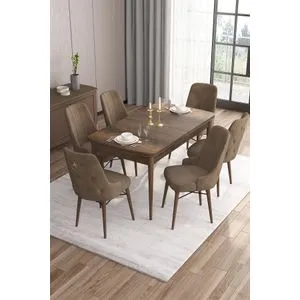 Are - Baroque, Brown Baroque
Brown Extendable Dining Table & Chairs Set (7 Pieces)