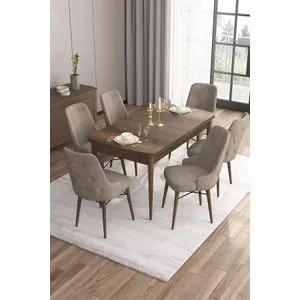 Are - Baroque, Cappuccino Baroque Set Trpezarijskog Stola i Stolica (7 Delova)