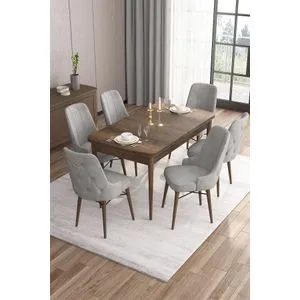 Are - Baroque, Grey Baroque
Grey Extendable Dining Table & Chairs Set (7 Pieces)