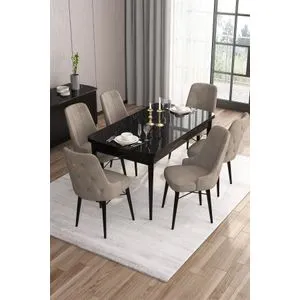 Are - Black Marble, Cappuccino Black Marble
Cappuccino Extendable Dining Table & Chairs Set (7 Pi...