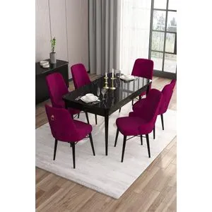 Are - Black Marble, Damson Black Marble
Damson Extendable Dining Table & Chairs Set (7 Pieces)