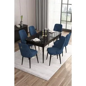 Are - Black Marble, Navy Blue Black Marble
Navy Blue Extendable Dining Table & Chairs Set (7 Pieces)