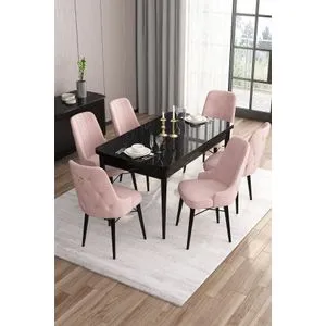 Are - Black Marble, Pink Black Marble
Pink Extendable Dining Table & Chairs Set (7 Pieces)