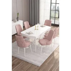 Are - White, Pink White
Pink Extendable Dining Table & Chairs Set (7 Pieces)