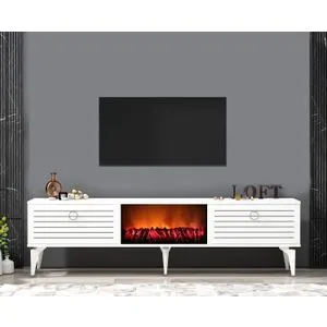 Arona Fireplace - White White TV Stand