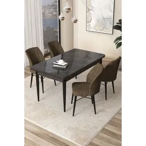 Arp - Black Marble, Brown Black Marble
Brown Dining Table & Chairs Set (5 Pieces)