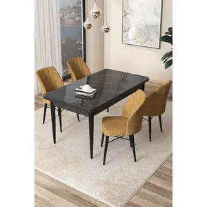 Arp - Black Marble, Cappuccino Black Marble
Cappuccino Dining Table & Chairs Set (5 Pieces)