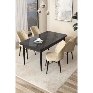 Arp - Black Marble, Cream Black Marble
Cream Dining Table & Chairs Set (5 Pieces)