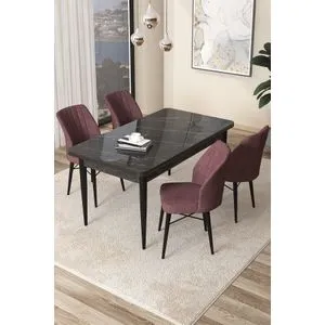 Arp - Black Marble, Dusty Rose Black Marble
Dusty Rose Dining Table & Chairs Set (5 Pieces)