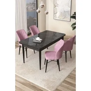 Arp - Black Marble, Pink Black Marble
Pink Dining Table & Chairs Set (5 Pieces)