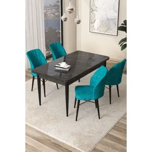 Arp - Black Marble, Turquoise Black Marble
Turquoise Dining Table & Chairs Set (5 Pieces)